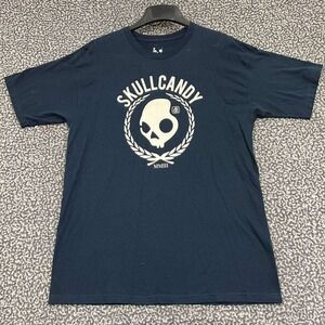 Skull Candy Shirt Men Large Navy Short Sleeve Crew‎ Neck Cotton L